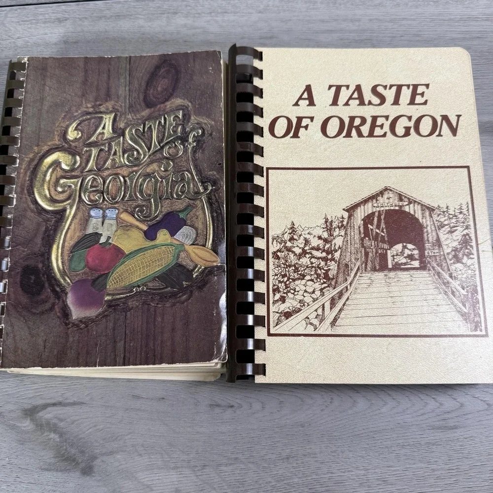 Vintage A Taste Of Georgia & A Taste Of Oregon Junior League Cookbooks Lot 2